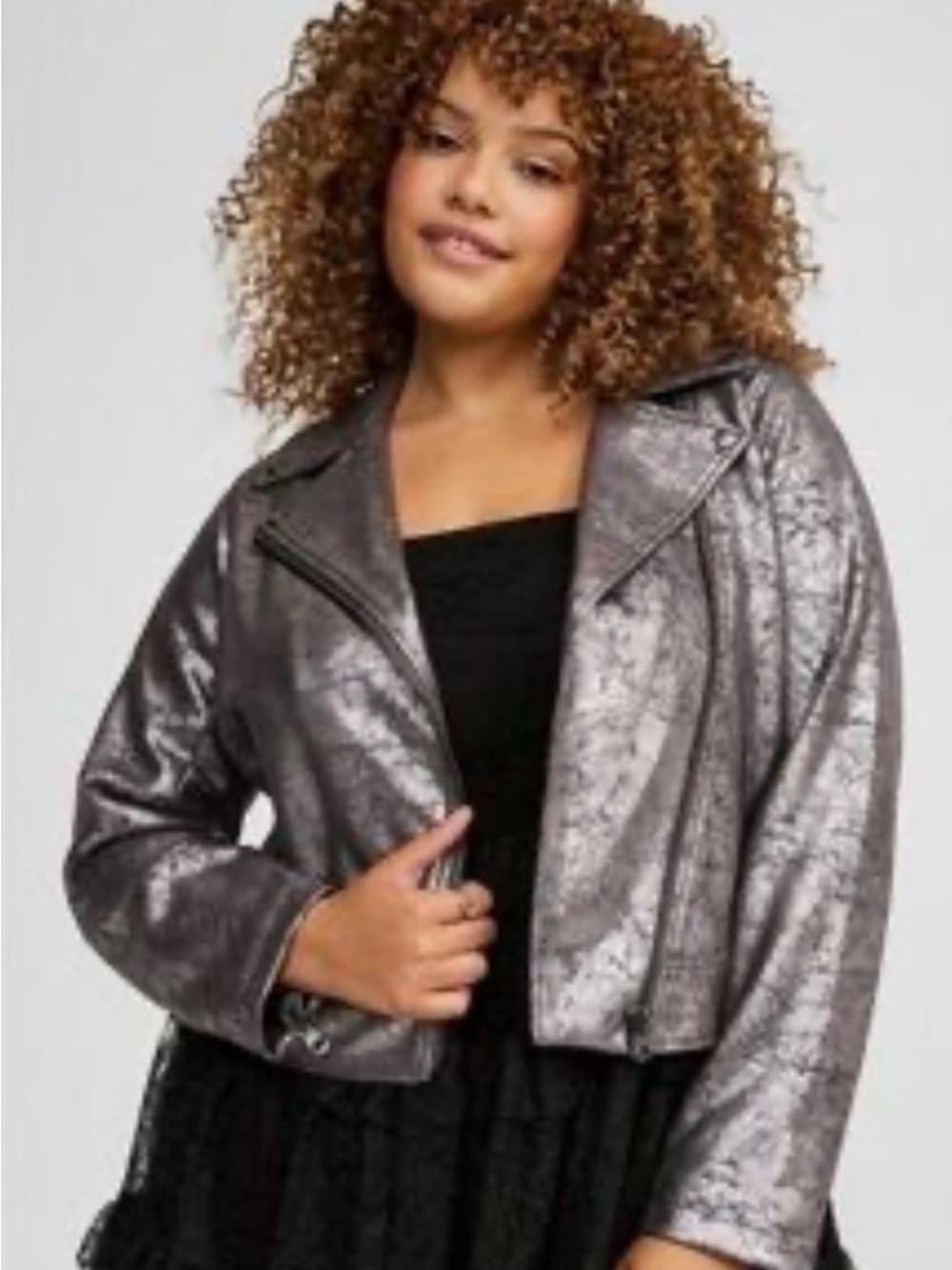 Torrid Metallic Moto silver Jacket zipped sz 3 3X new NWT